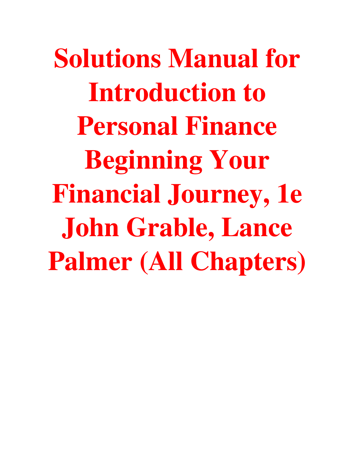 Preview of Introduction to Personal Finance Beginning Your Financial Journey 1st Edition  By John Gra